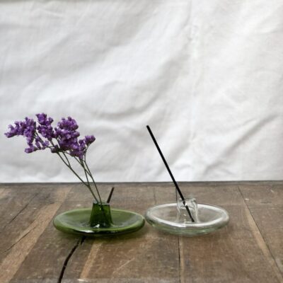 la-soufflerie-incense-holder-olive-transparent-hand-blown-recycled-glass