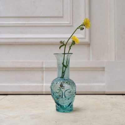 la-soufflerie-vase-tête-color-mix-smoky-turquoise-vase-bud-vase-hand-blown-recycled-glass